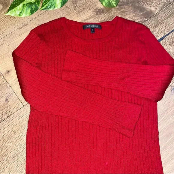 St. John Ribbed Sweater 3/4 sleeve - Picture 3 of 7